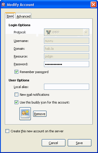 Pidgin settings for Habla