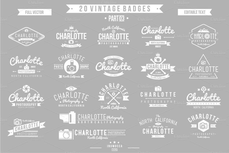 vintage photography badges bundle