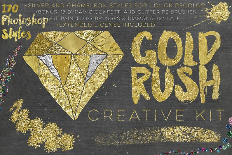 Gold Rush Creative Kit - 170 Photoshop Styles