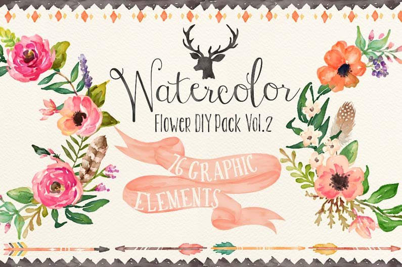 Watercolor Flower Pack