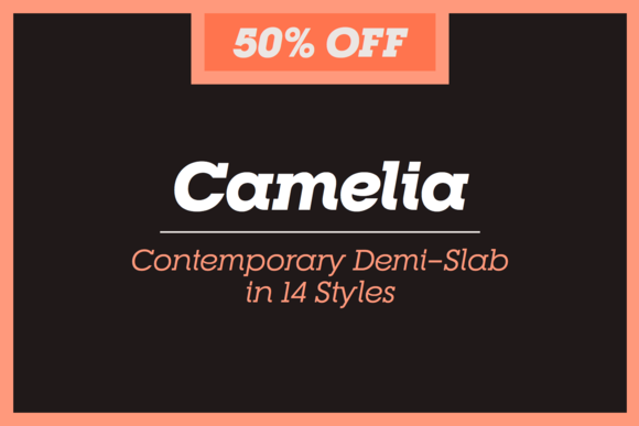 RNS Camelia it's a Demi–Slab Serif font with a strong personality and a geometric soul.